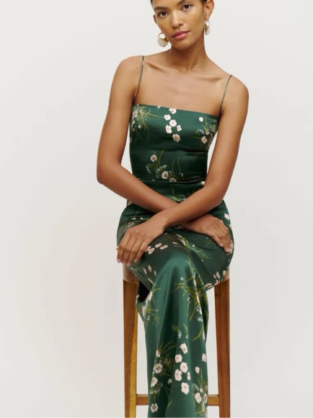 Reformation Green Frankie Silk Dress - Picture 2 of 5